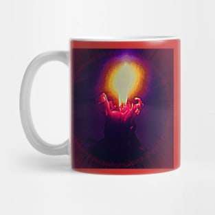 Little candle. Bright light. Mug